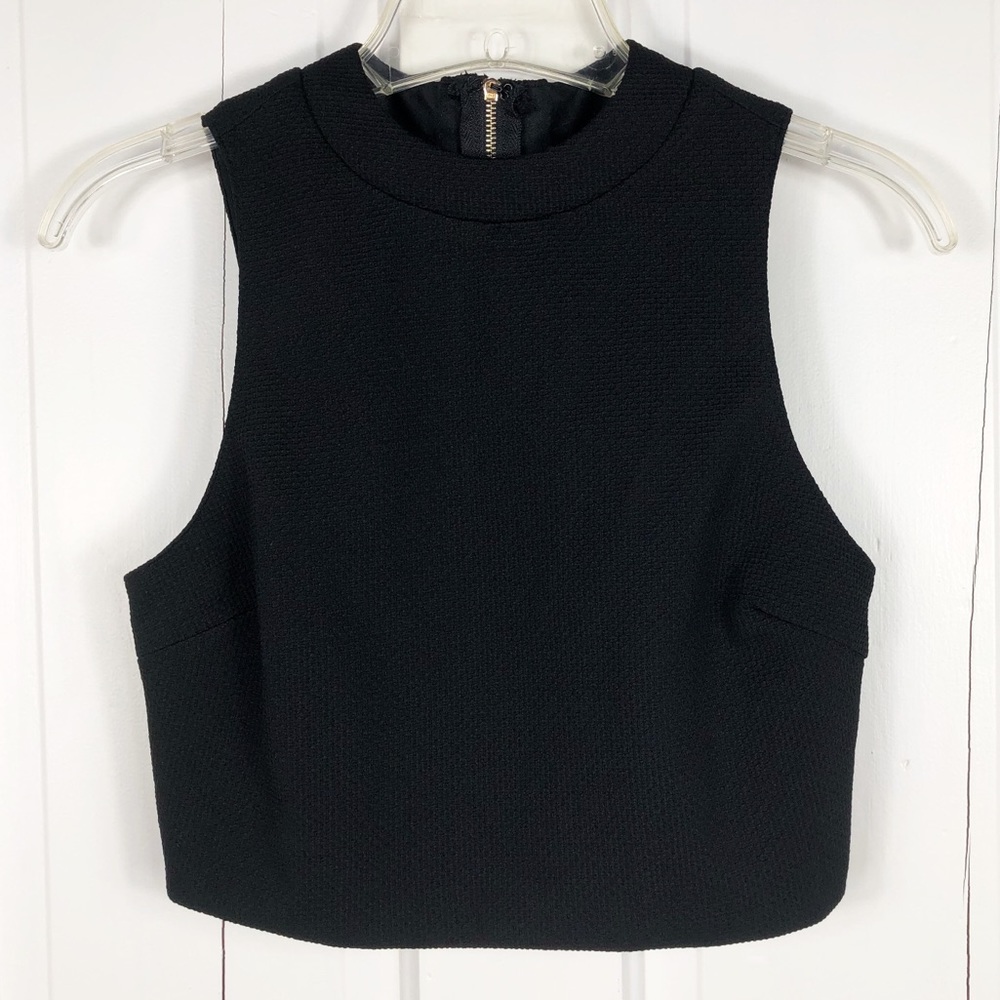 She & Sky Black Crop Top Cutout